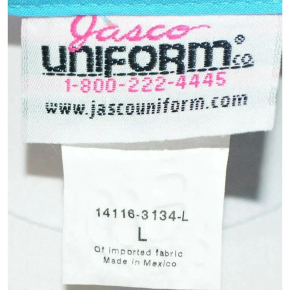 Jasco Uniform Women's Blue Heart Patterned Short Sleeve Scrub Shirt Size L - Picture 7 of 8